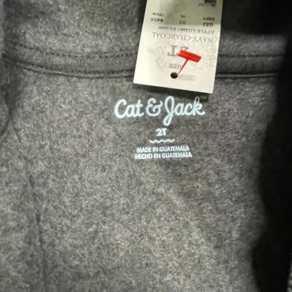 Cat & Jack Toddler Jacket Size 2T Full Zip Gray Hoodie With Pockets NWT
